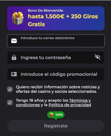 Registration at Winaura casino